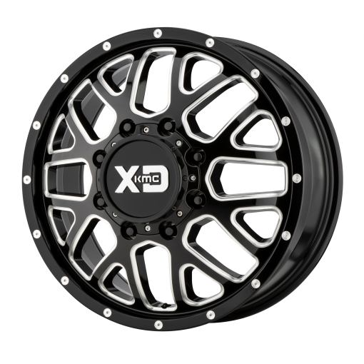 XD Series Rims XD843 GRENADE DUALLY GLOSS BLACK MILLED - FRONT