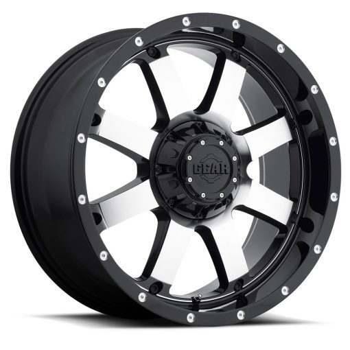 Gear Off Road Rims 726M Big Block GLOSS BLACK WITH MIRROR MACHINED FACE AND SPOT MILLED LIP ACCENTS