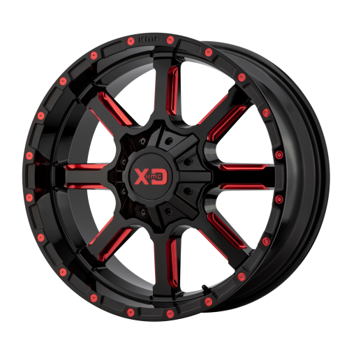 XD Series Rims XD838 MAMMOTH GLOSS BLACK MILLED WITH RED TINT CLEAR COAT