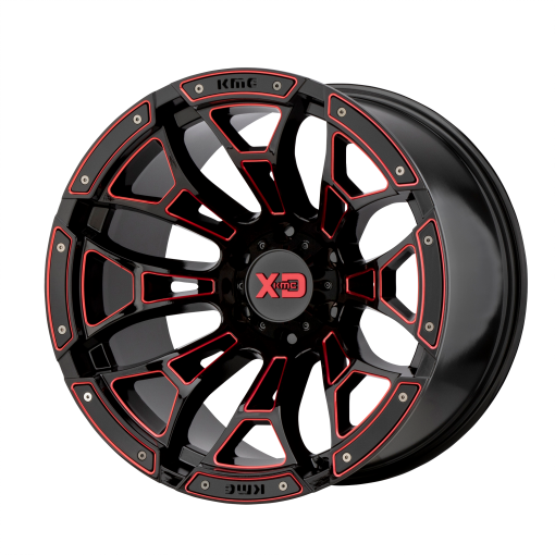 XD Series Rims XD841 BONEYARD GLOSS BLACK MILLED WITH RED TINT