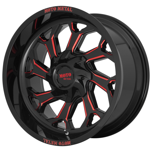 Moto Metal Rims MO999 GLOSS BLACK MILLED WITH RED TINT