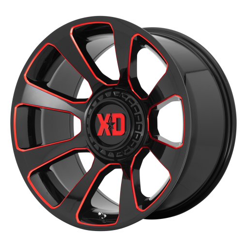 XD Series Rims XD854 REACTOR GLOSS BLACK MILLED WITH RED TINT