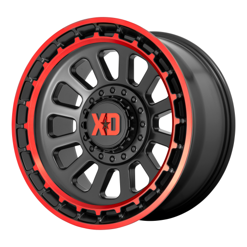 XD Series Rims XD856 OMEGA SATIN BLACK MACHINED LIP WITH RED TINT
