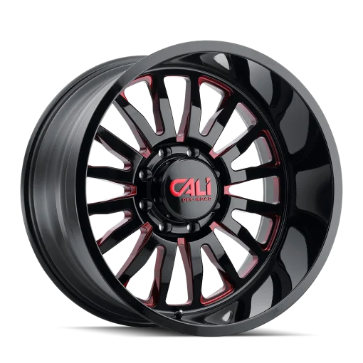 Cali Off-Road Rims SUMMIT GLOSS BLACK/RED MILLED SPOKES