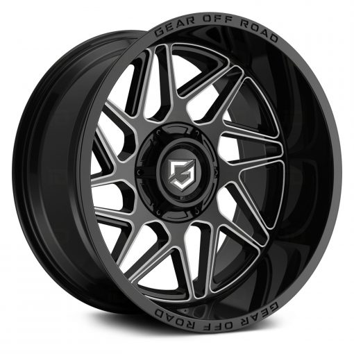 Gear Off Road Rims 761BM RATIO GLOSS BLACK WITH MILLED SPOKE ACCENTS & LIP LOGO