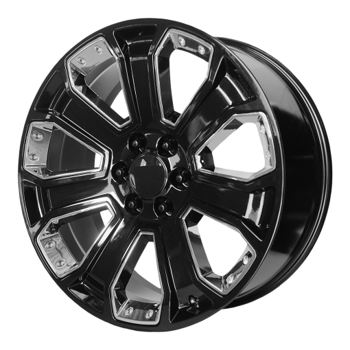 OE Creations Rims PR162 GLOSS BLACK WITH CHROME ACCENTS