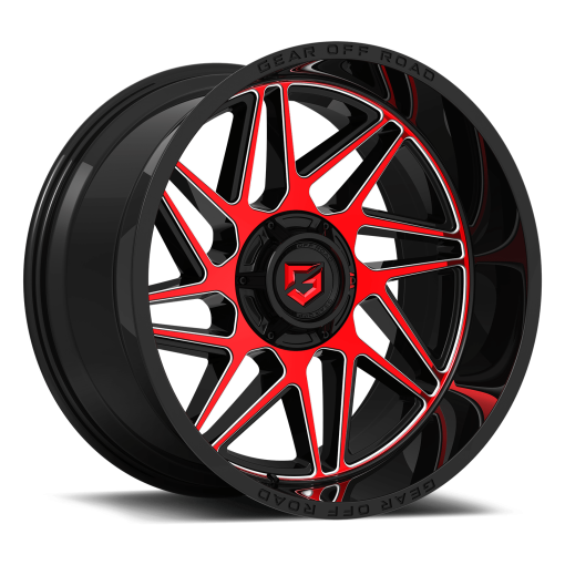 Gear Off Road Rims 761MBR RATIO GLOSS BLACK MACHINED & RED TINT FACE W/LIP LOGO