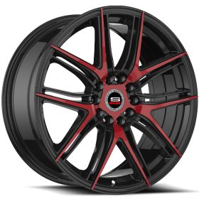Spec-1 Rims SP-56 GLOSS BLACK RED MACHINED