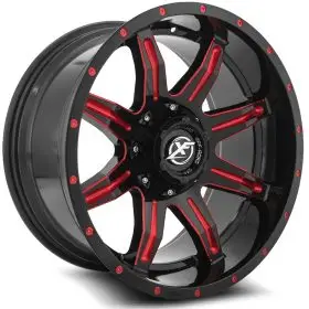 XF Off-Road Rims XF-215 Gloss Black Red Milled