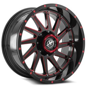 XF Off-Road Rims XF-216 Gloss Black Red Milled