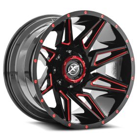 XF Off-Road Rims XF-218 Gloss Black Red Milled
