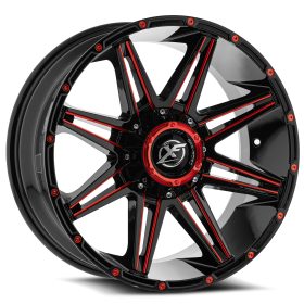 XF Off-Road Rims XF-220 Gloss Black Red Milled