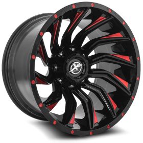 XF Off-Road Rims XF-224 Gloss Black Red Milled