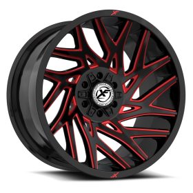 XF Off-Road Rims XF-229 Gloss Black Red Milled