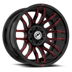 XF Off-Road Rims XF-232 Gloss Black Red Milled