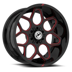 XF Off-Road Rims XF-233 Gloss Black Red Milled